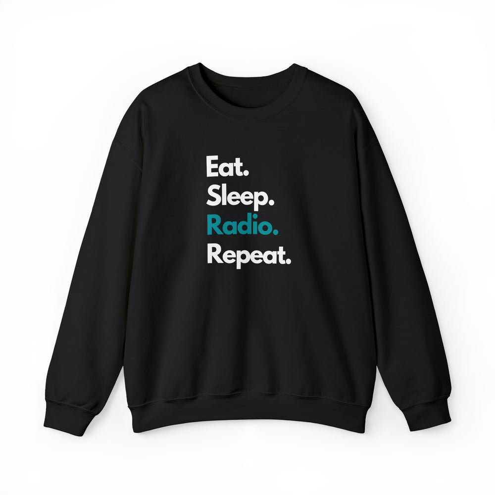
            
                Load image into Gallery viewer, Eat Sleep Radio Repeat Crewneck Sweatshirt
            
        