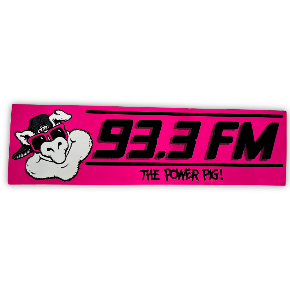 93.3 WFLZ The Power Pig Sticker VTG