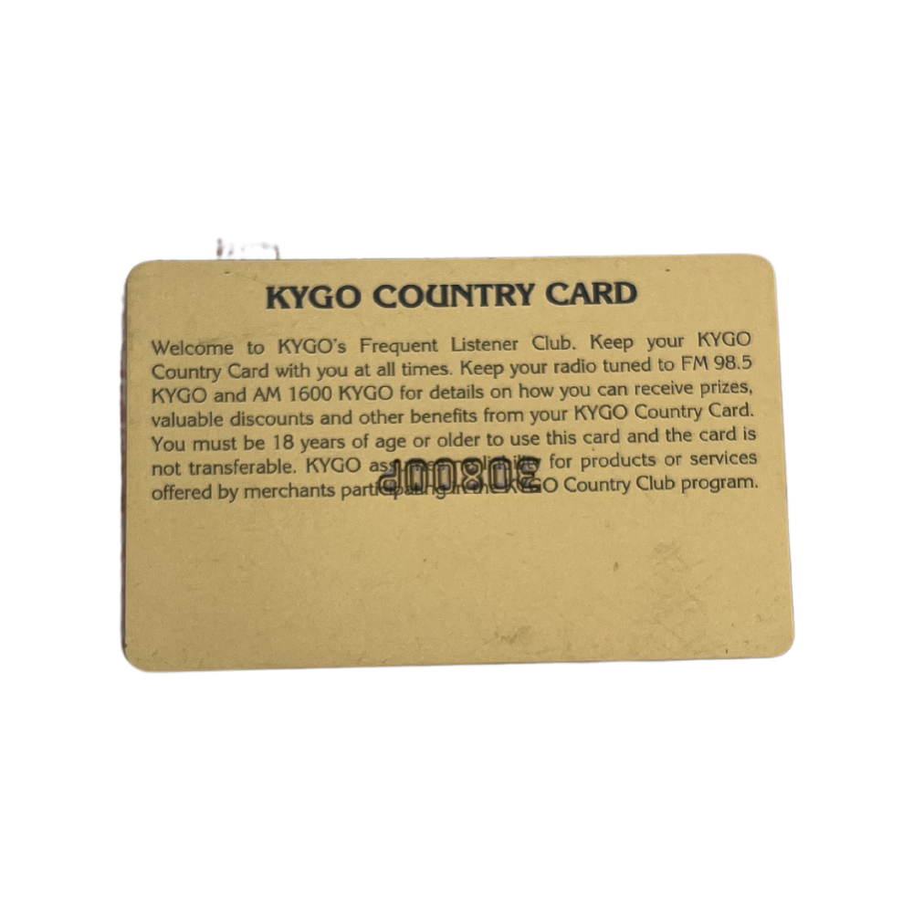 98.5 KYGO Frequent Listener Card VTG