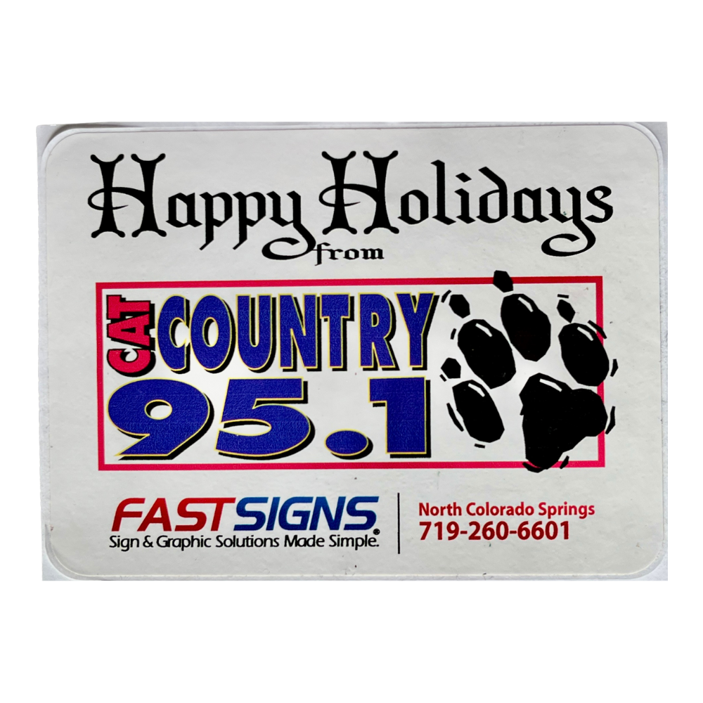 Cat Country 95.1 (KATC) Happy Holidays VTG Sticker