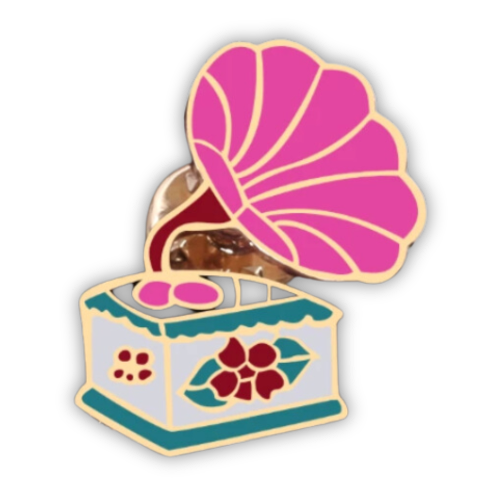 Floral Phonograph Enamel Pin