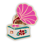 Pink Floral Phonograph Enamel Pin