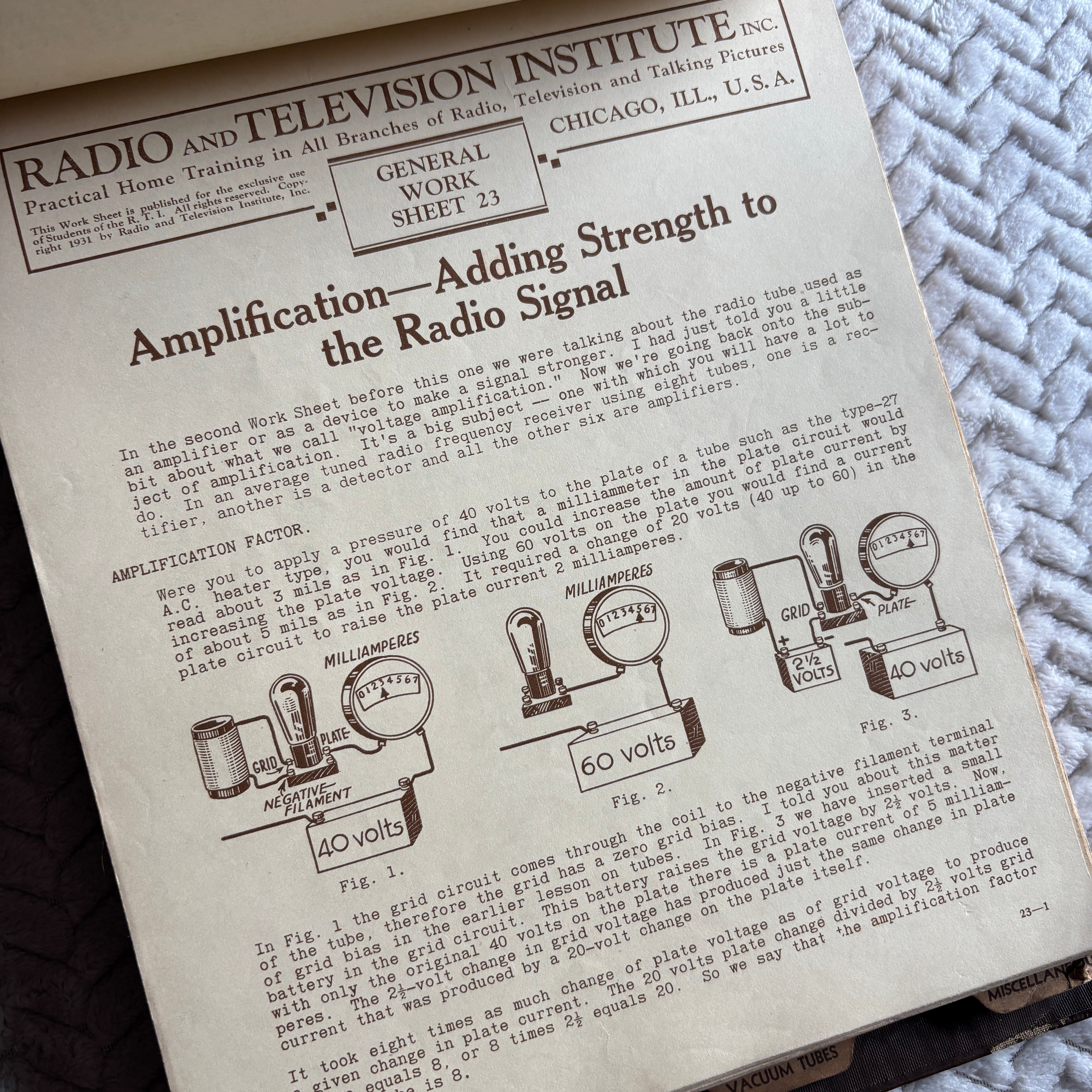 Radio and Television Institute Service Manual VTG