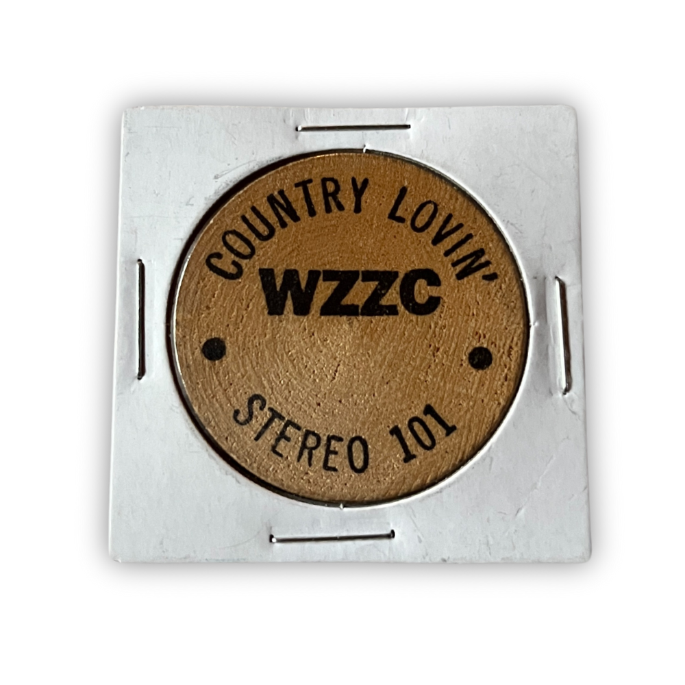 WZZC Radio Stereo 101 Wooden Nickel VTG