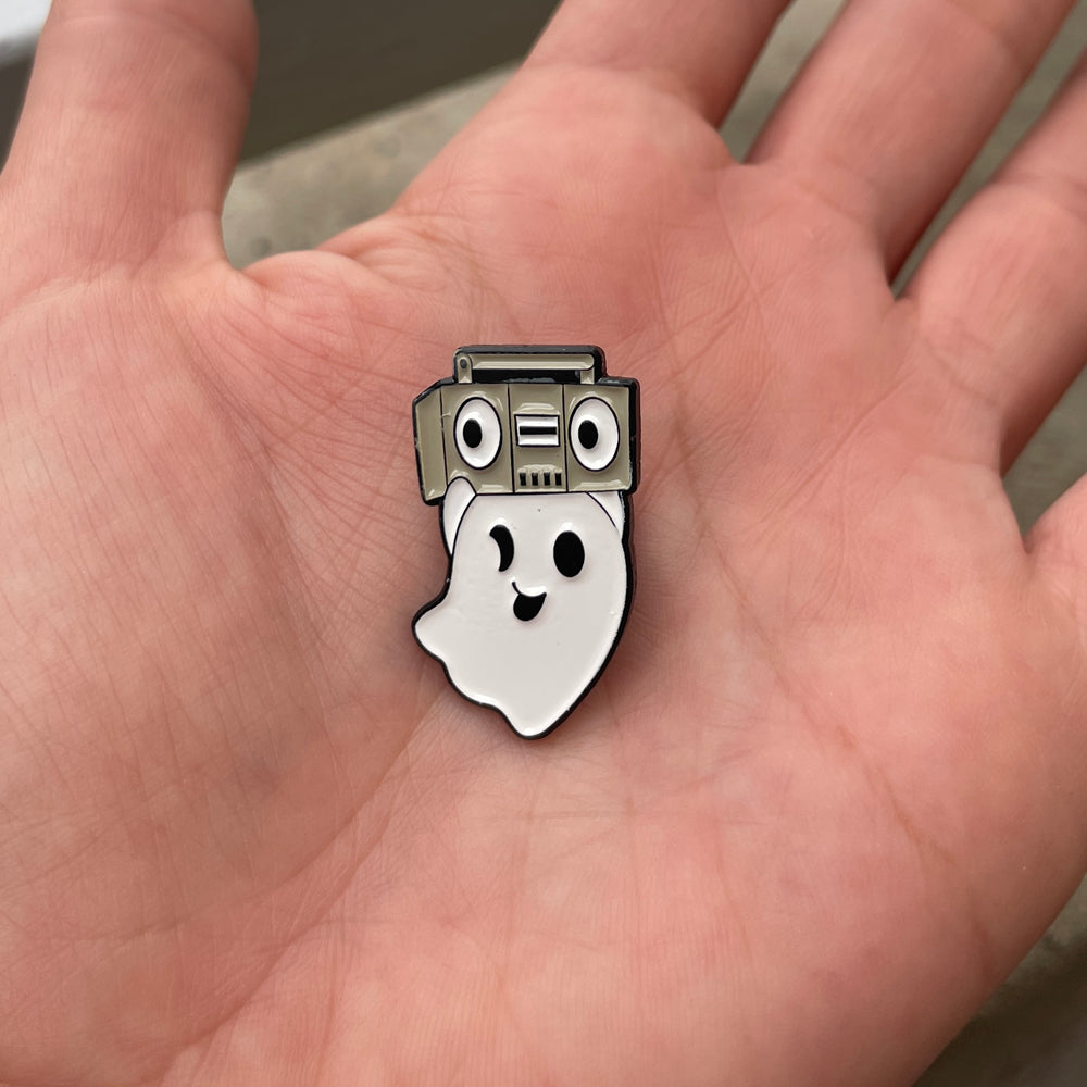 Boombox Radio Ghost Enamel Pin