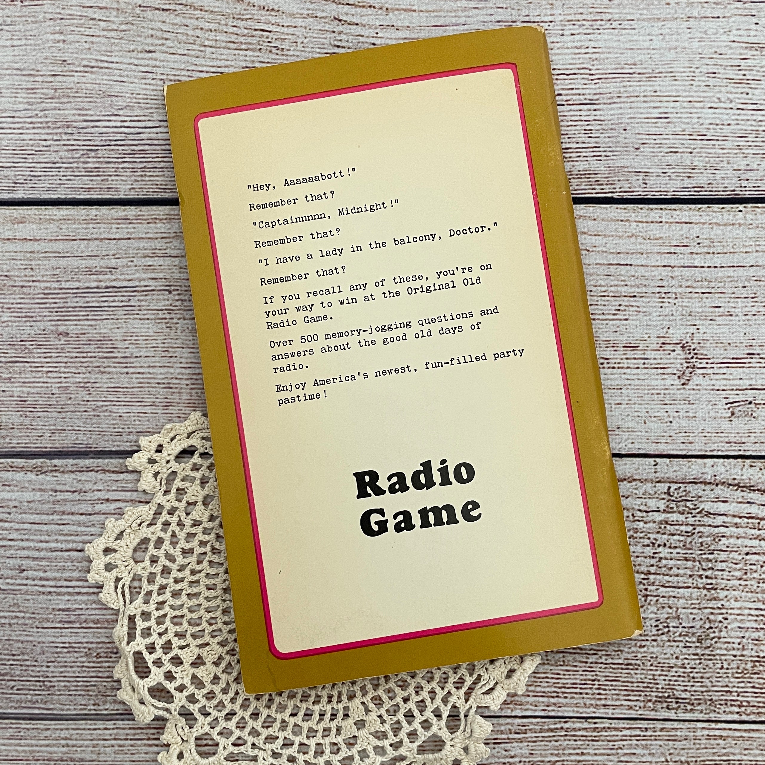 Radio Game 1960's Book VTG