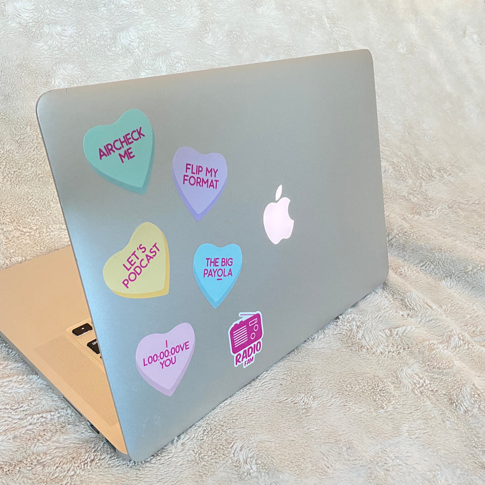 
            
                Load image into Gallery viewer, RADIO Themed Candy Hearts Sweetheart Sticker Sheet
            
        