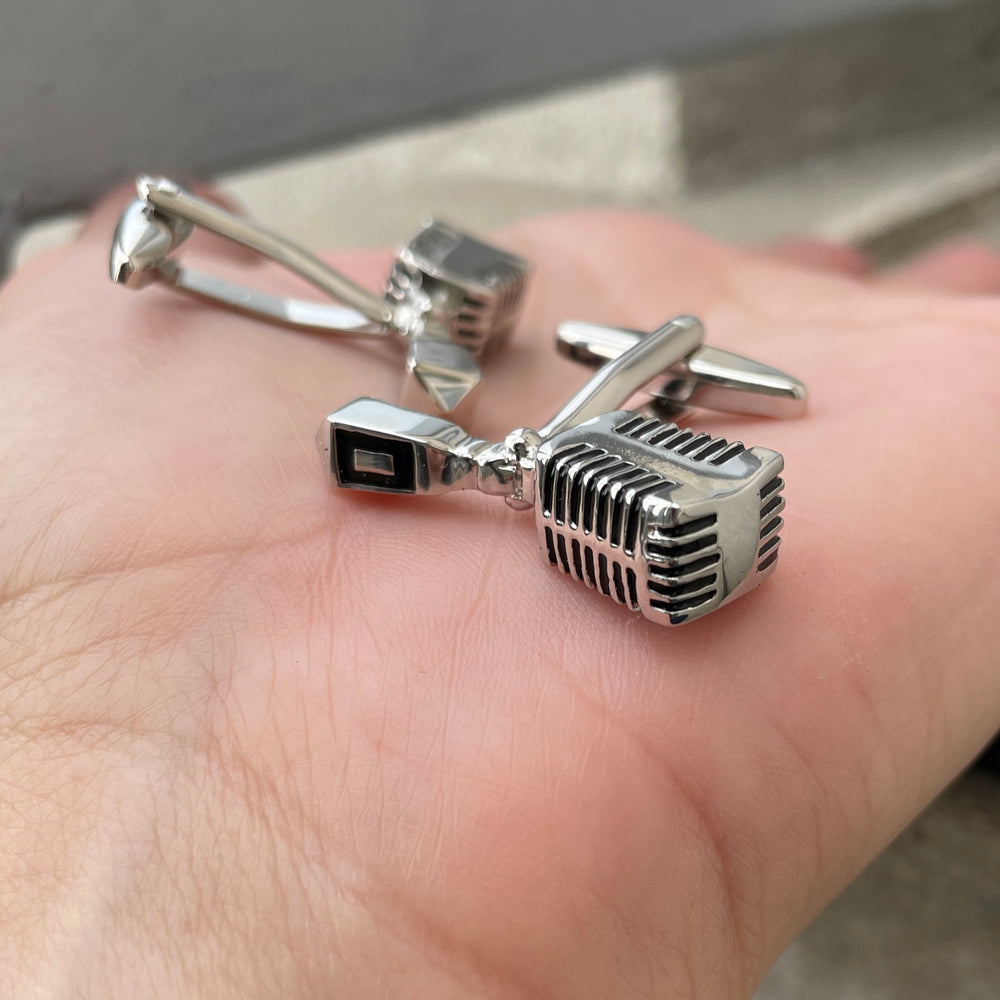 Retro Microphone Cufflinks Stainless Steel