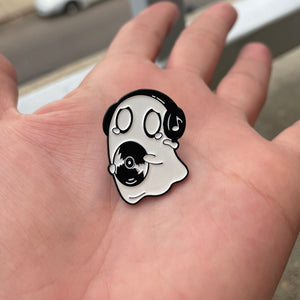 Emo DJ Ghost Halloween Pin