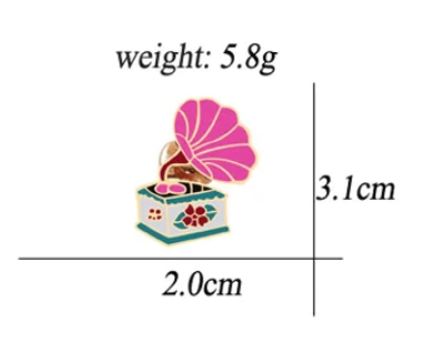 Floral Phonograph Enamel Pin