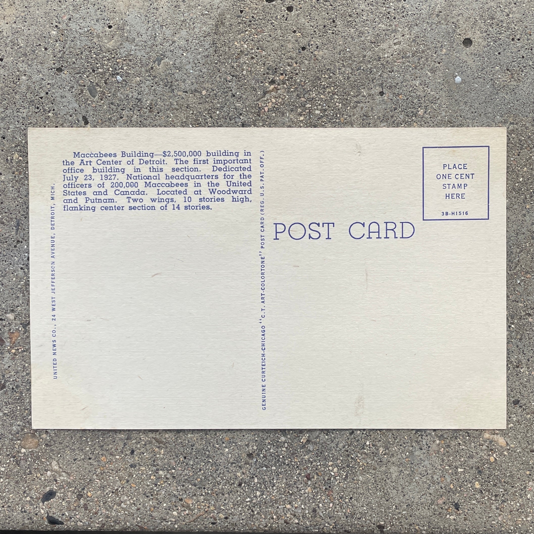 WXYZ Detroit Radio Vintage Postcard